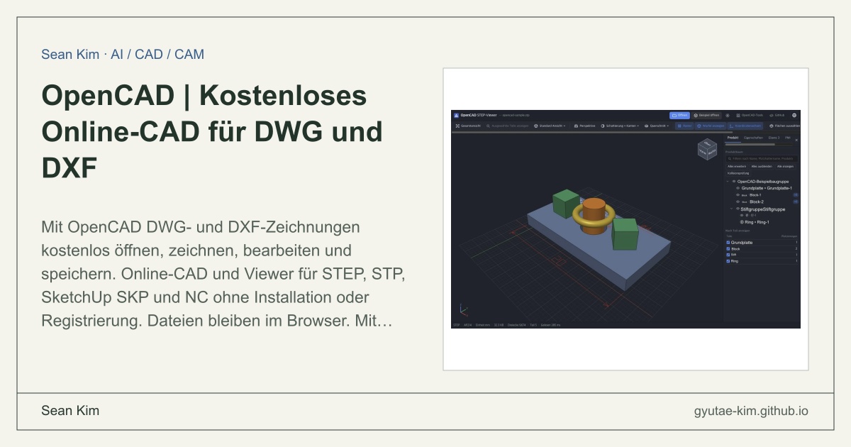 Titelbild der OpenCAD-Werkzeuge für Zeichnungen, 3D-Modelle und Werkzeugwege.
