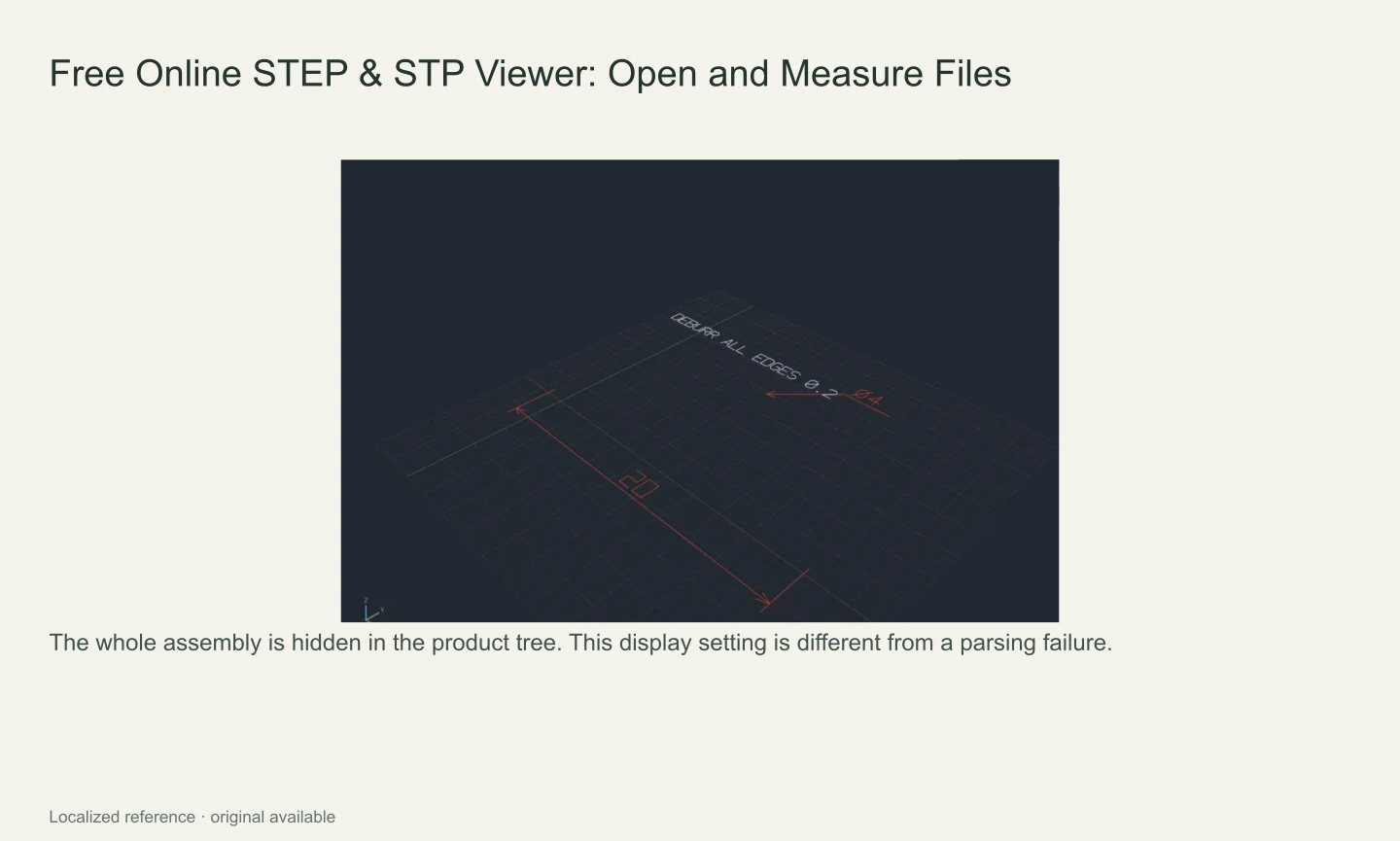 The STEP sample appears blank because all parts are hidden.
