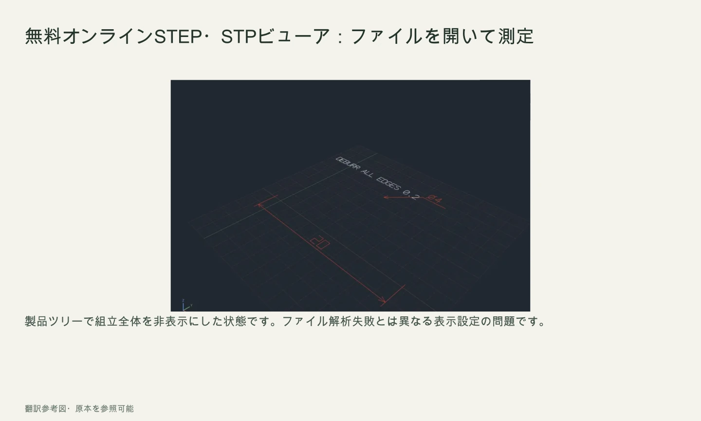 すべての部品を非表示にして空になったSTEPサンプル。